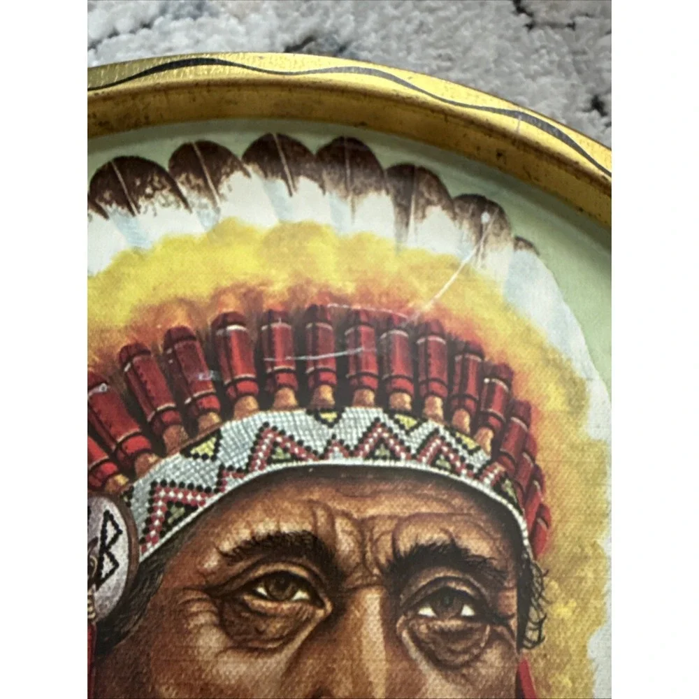 Vintage Native American Metal Tray - Round 11